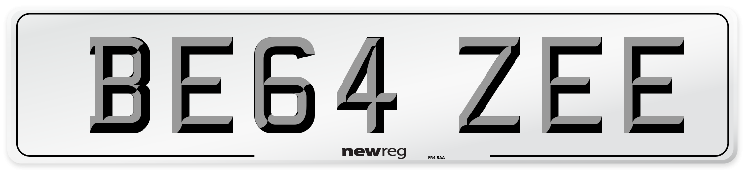 BE64 ZEE Number Plate from New Reg
